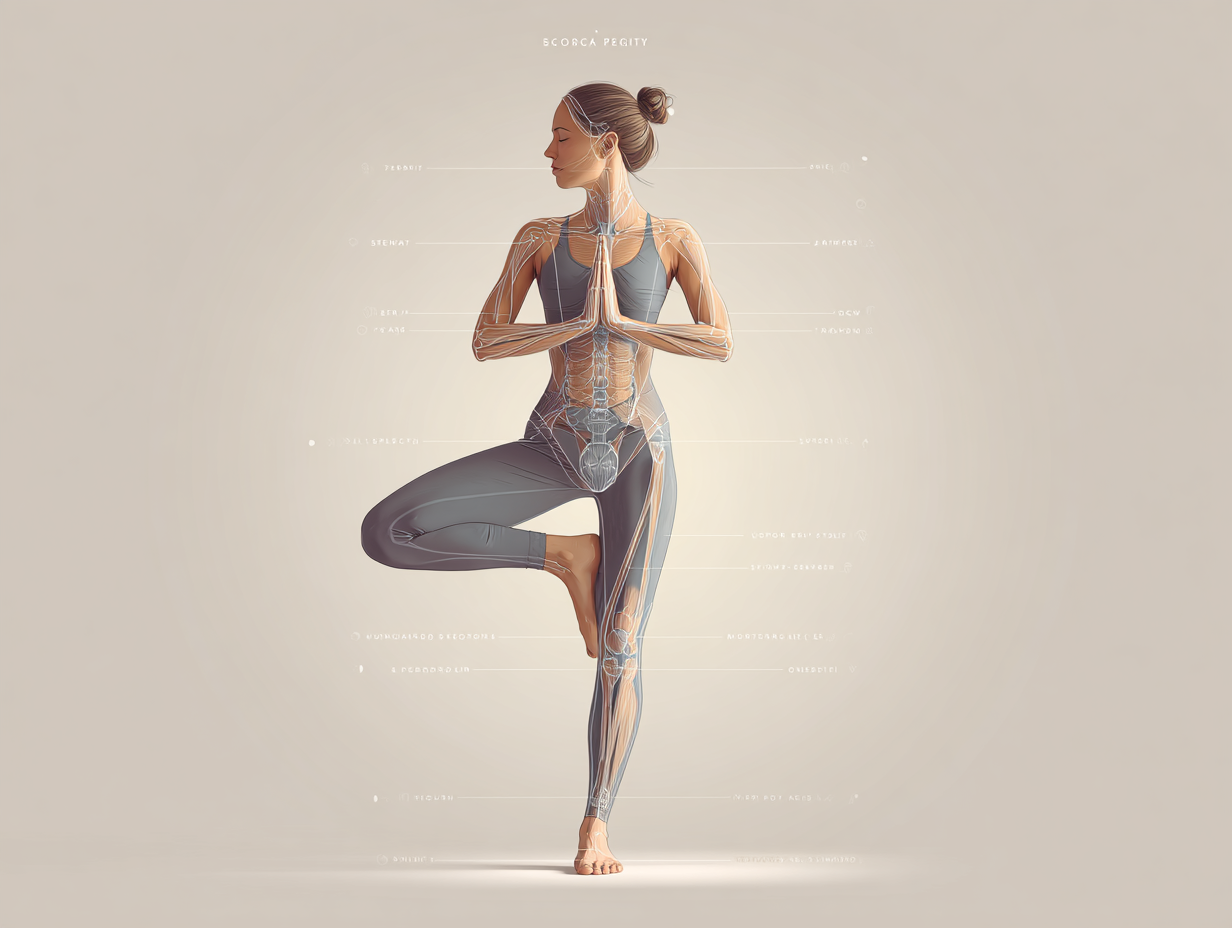 Інструктор йоги демонструє асану на фоні природного пейзажу